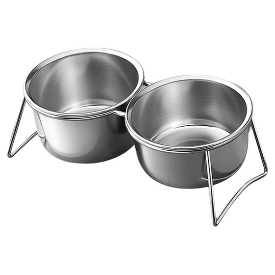 
Dog Bowl Cat Bowl Dog Food Bowl 304 Stainless Steel Double Bowl Water Bowl Pet Supplies Cat Elevated Rack Anti-Tip Bowl