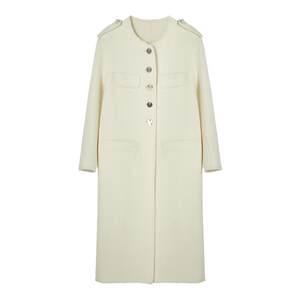 
HGENTEEL new winter women's round neck H-shaped high-end pure wool long woolen coat