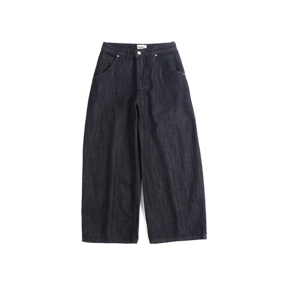 
Original color washed straight jeans for boys spring new dark blue loose retro casual long pants for men