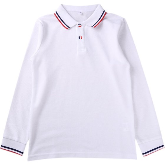 Children's school uniforms, primary and secondary school students' garden clothes, white long-sleeved T-shirt, POLO shirt, boys and girls' spring and autumn clothes plus velvet tops