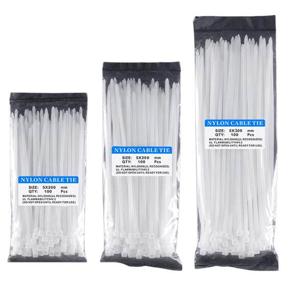 Cable tie nylon plastic strap buckle 4*200 self-locking fixed bundled cable tie anti-aging wire management