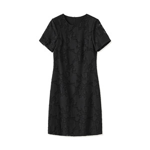 
Dior dress for women summer 26 new style high-end burnt flower design short-sleeved A-line skirt temperament slim mid-length skirt