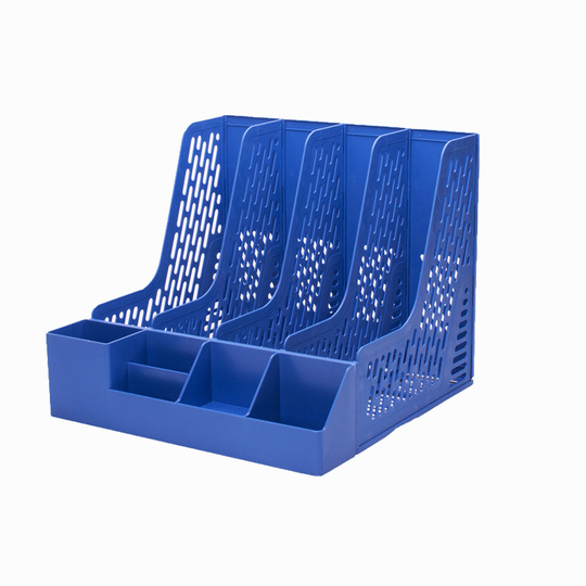 Deli 4-Tier File Rack - Black & Blue - A4 Document Organizer