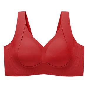 
Runwei Big Breast Lifting Bra Women's Anti-Sagging Invisible Seamless Red Bra to Shrink Secondary Breasts Large Size Push-Up Bra