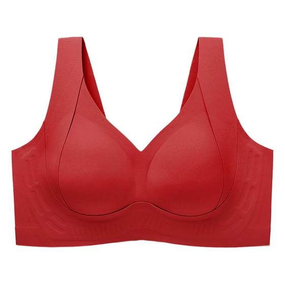 
Runwei Big Breast Lifting Bra Women's Anti-Sagging Invisible Seamless Red Bra to Shrink Secondary Breasts Large Size Push-Up Bra