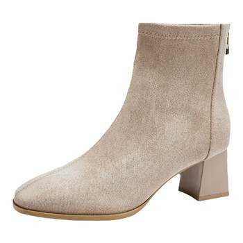 Daphne short boots female velvet wild rough heel thin boots
