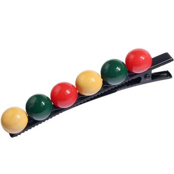 One word simple candy color side large round bead hair clip
