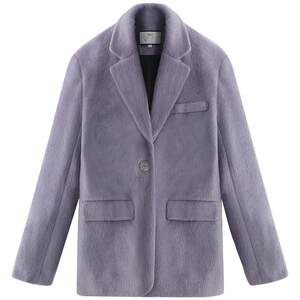 
COCOBELLA Purple Woolen Coat Women's Autumn and Winter Small Commuting Slim Short Style Old Money Style SI3029