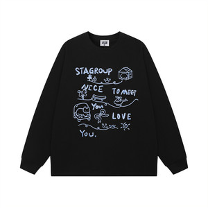 
STA flagship store American trendy brand niche design long-sleeved t-shirts for men and women heavyweight pure cotton casual loose sweatshirts