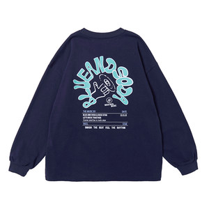 
Blue Soda 2026 Spring Boys' Tops Graffiti Print Teen Street Trendy Cool Long-Sleeved Knitted Cotton T-Shirt