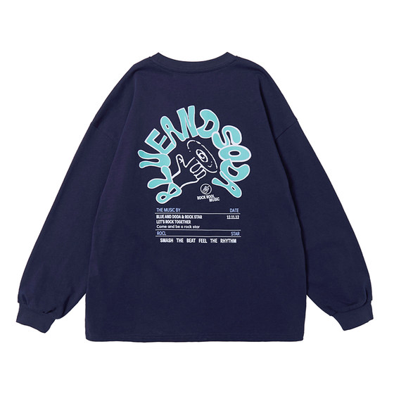 
Blue Soda 2026 Spring Boys' Tops Graffiti Print Teen Street Trendy Cool Long-Sleeved Knitted Cotton T-Shirt