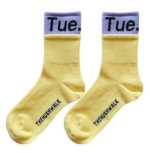 Seven Days Socks Women Ins Trendy Spring and Autumn Korean Version Street Colored Splicing Letters Student Sports Week W
