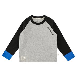 
Youyou boys 2026 spring and autumn new long-sleeved round neck color-blocked raglan sleeve T-shirt skin-friendly loose children's bottoming shirt