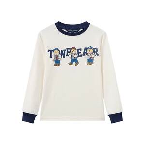 
TeenieWeenie Kids 25-year-old boys and girls contrasting round neck printed long-sleeved T-shirt