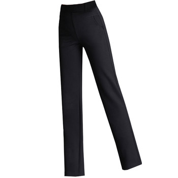 Four-way elastic high-waisted slim-fitting mom pants