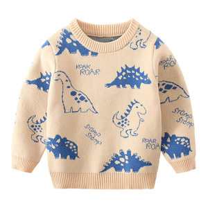 
Boys' round neck sweater plus velvet and thickened winter new children's cartoon sweater warm sweater 8521