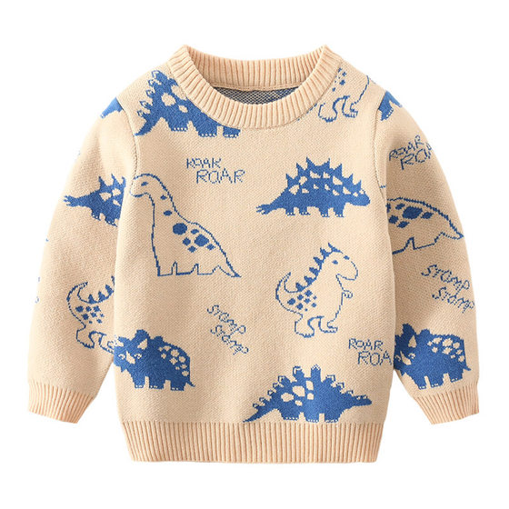 
Boys' round neck sweater plus velvet and thickened winter new children's cartoon sweater warm sweater 8521