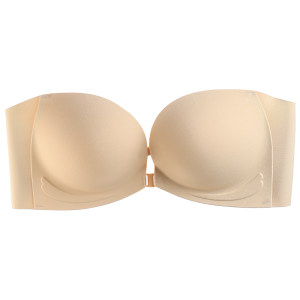 
Double front buckle strapless underwear for women with anti-slip, small chest, large and exposed shoulders, special markless strapless bra for anti-exposed bra