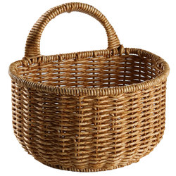Creative mushroom solid wood hook wall entrance storage basket kitchen onion and ginger wall hanging basket retro decorative hanging basket