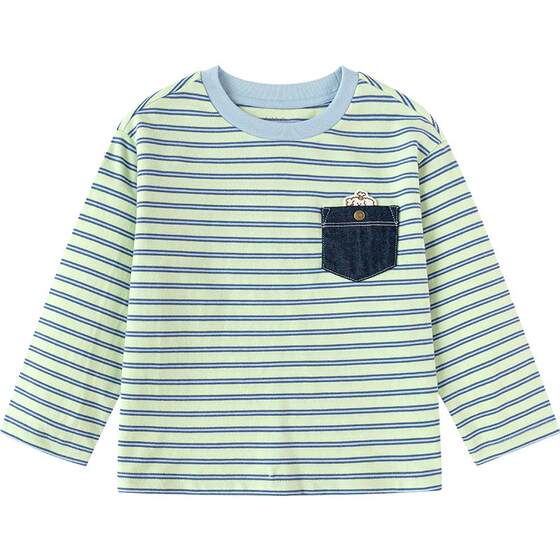 
The same model in the mall as Balabala boys' long-sleeved T-shirt spring and autumn children's clothing children's pure cotton striped bottoming shirt top