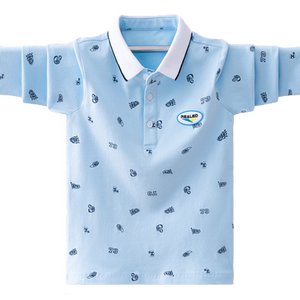 
Boys' long-sleeved T-shirt 2026 spring and autumn new children's lapel pure cotton POLO shirt for boys, middle and large children's spring tops