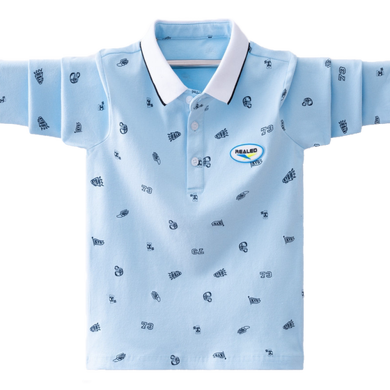 
Boys' long-sleeved T-shirt 2026 spring and autumn new children's lapel pure cotton POLO shirt for boys, middle and large children's spring tops
