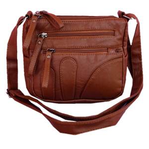 
Washed leather bag for middle-aged and elderly women's crossbody bag mother and elderly bag lightweight soft leather granny bag 5 layers
