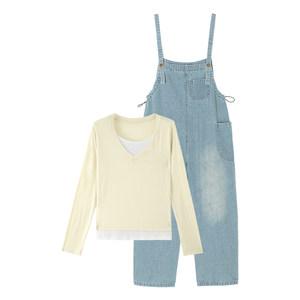 
ellieluke maternity pants new spring and summer style fashionable plus size wear during pregnancy denim wide leg overalls spring wear