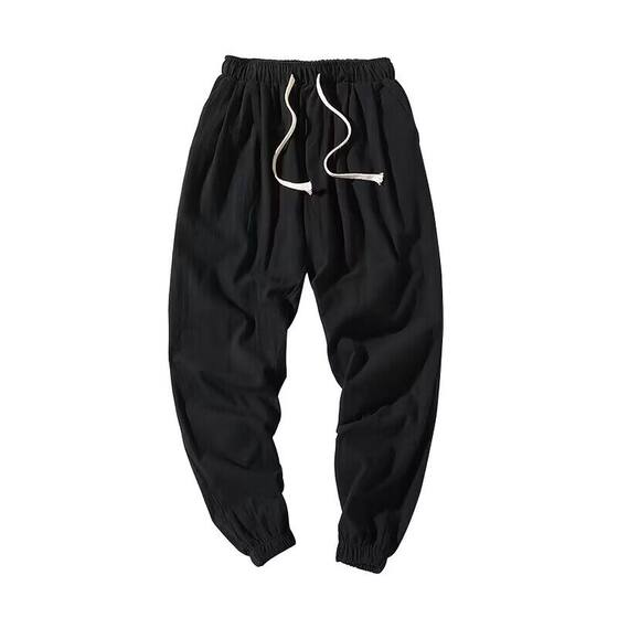
Cotton and linen pants men's summer thin leggings loose sports pants versatile casual linen men's pants trendy nine-cent pants