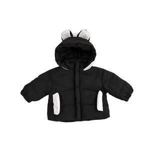 
Boys' winter hooded down jacket suit, baby boy's cute thickened warm coat, baby's velvet plaid pants