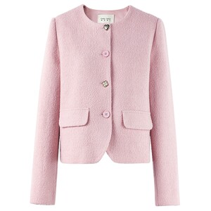 
Qiushui Yiren's elegant temperament and small fragrant style round neck short coat 2026 spring new women's fashion button top