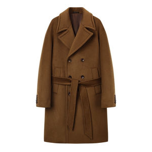 
Heavy silhouette wool coat 100% virgin wool 830g double-sided woolen autumn and winter men's premium brown long style