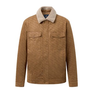 
POLOWALK men's leather jacket 2025 winter new men's retro down lapel casual leather jacket jacket