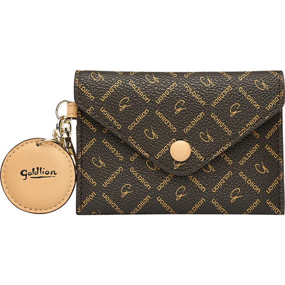 
Goldlion Wallet Women's 2026 New Simple Retro Print Small Card Holder Women's Fashion Versatile Portable Coin Purse