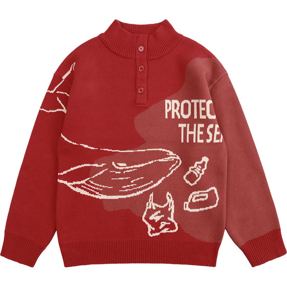 
Junyi Liangpin Boys' Half Turtleneck Sweater Autumn and Winter Children's Knitted Pullover Boy's Fashionable Inner Warm Top