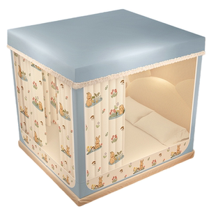 Mosquito nets for household use 2025 new bedroom high-end yurt anti-fall pattern tent full cover for infant and child anti-fall bed tent
