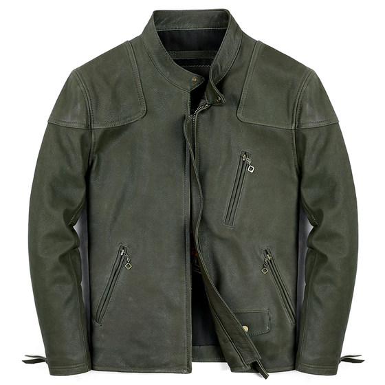 
New Venom RRL genuine leather leather jacket top layer cowhide men's slim short motorcycle jacket autumn and winter stand-up collar jacket