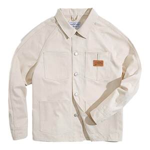 Maden workwear French retro hunting suit casual white denim jacket shirt slim body jacket American jacket men spring
