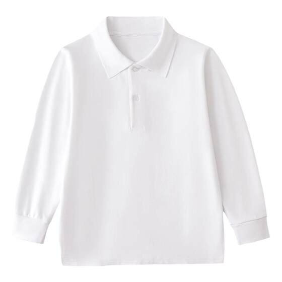 
Children's school uniform polo shirt primary and secondary school students' garden clothes pure cotton white long-sleeved T-shirt men and women's inner base shirt top