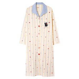 
Urban beauty nightgown for women pure cotton women long-sleeved pajamas cartoon cartoon animation dress 2025 new spring and autumn style