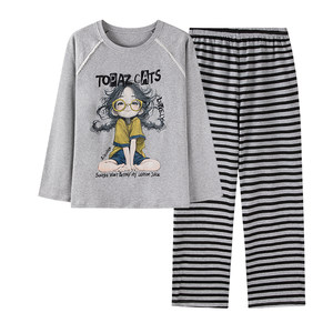 
Long-sleeved pajamas for women in autumn and spring with chest pads pure cotton fabric 100 cotton summer women's 2026 new home clothes