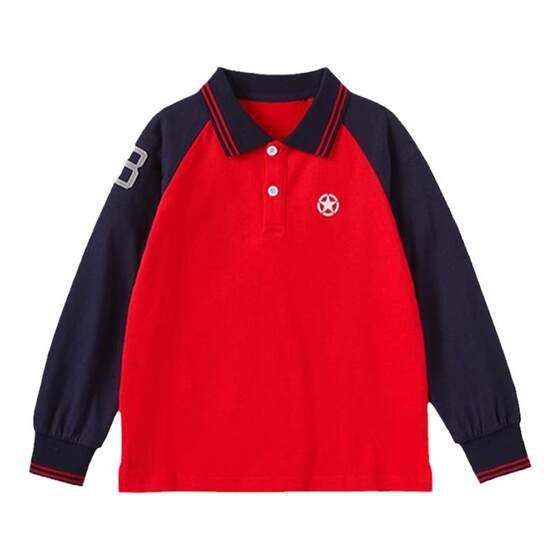 
askNew Year's greetings boys' long-sleeved T-shirts 2026 bottoming shirts children's tops medium and large children's POLO shirts