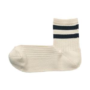 
Beeff couples, thick thread knitted, parallel bar striped right angle socks, mid-tube socks, Japanese trendy cotton socks