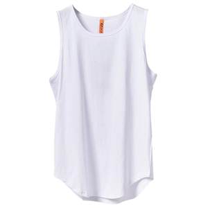 
Retro style high street length loose solid color arc hem casual base cotton vest for men and women summer