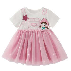 
Girls' skirts, new trendy children's short-sleeved mesh skirts, summer dresses, children's princess dresses, baby summer fashionable dresses