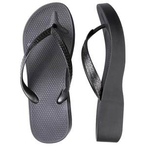 hotmarzz black ma thick-soled heel flip flops for women in summer wear anti-slip foot white beach sandals on the beach outside