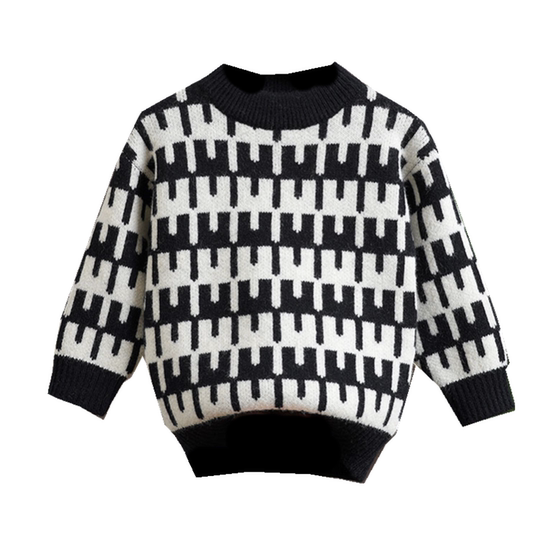 
Children's sweater boys knitted sweater autumn and winter new thickened velvet boys pullover sweater outside baby top