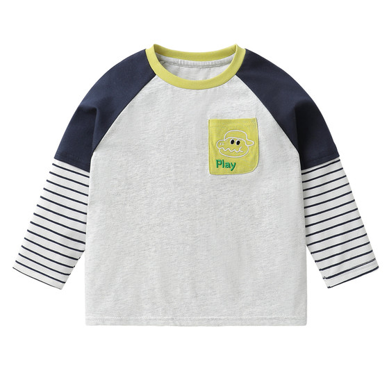 
Boys' fake two-piece long-sleeved T-shirt children's spring bottoming shirt spring and autumn 2026 new children's clothing autumn baby top