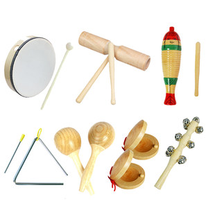 
Orff musical instruments set of seven-piece children's early childhood education ring bells and ringboards sand hammers and tambourines Triangle Iron Kindergarten 7-piece music