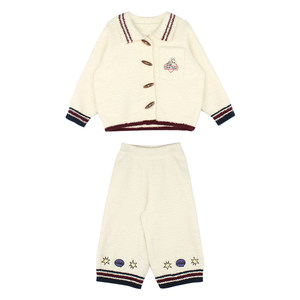 
Big Ear Elephant Girls Embroidered Lapel Plush Top Plush Pants Winter New Baoer Home Clothing Pajamas Thick Set